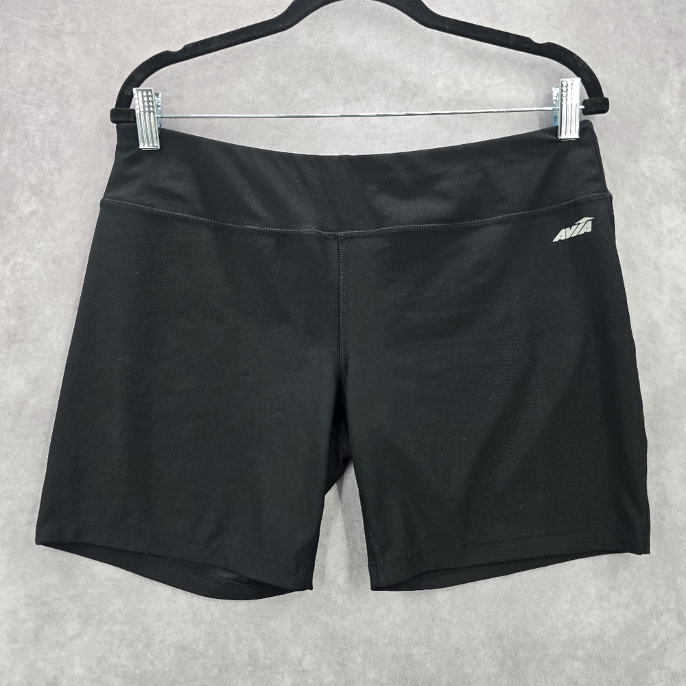 Avia Black Pull On Athletic Stretch Compression Yoga Running Shorts L Large